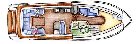 Slide: The Image of Top view layout of 2020 Gagliotta Lobster 35 boat interior. - 43