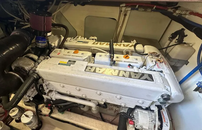 Slide: The Image of Yanmar engine in 2005 Sabre 42 Express boat engine room. - 23