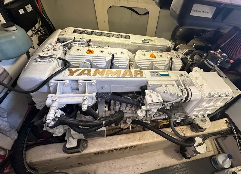 Slide: The Image of Yanmar engine in a 2005 Sabre 42 Express boat, detailed view. - 24