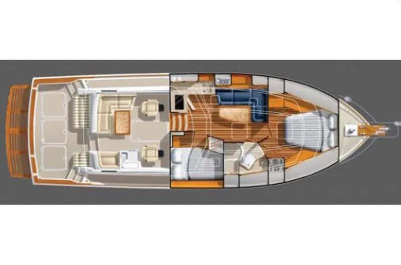 Slide: The Image of Top view layout of 2005 Sabre 42 Express yacht interior design. - 36