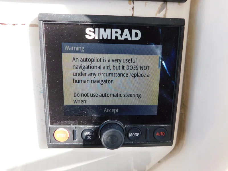 Slide: The Image of Simrad autopilot warning screen on 2002 Sport-Craft 272 Sportfish boat. - 29