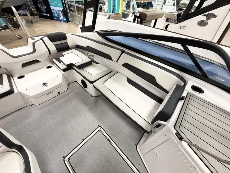 Slide: The Image of 2025 Yamaha Boats AR195 interior with sleek seating and modern design. - 5