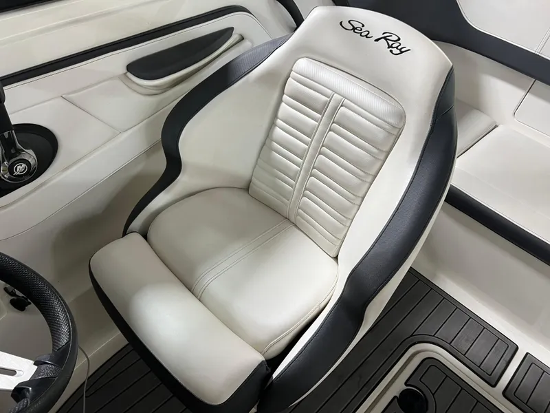 Slide: The Image of 2017 Sea Ray SPX 190 boat seat, white and black leather, luxurious design. - 8