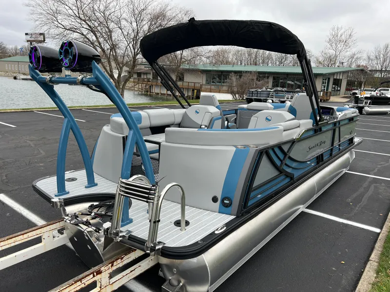 Slide: The Image of 2025 South Bay 523 RS3 3.0+ pontoon boat with sleek design and modern features. - 4