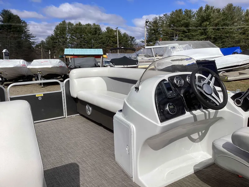 Slide: The Image of 2017 Godfrey SWEETWATER 2086 pontoon boat interior with steering console and seating. - 8