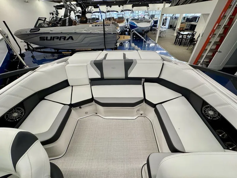 Slide: The Image of Luxurious interior of a 2025 Regal 2000 ES boat, featuring spacious seating and modern design. - 6