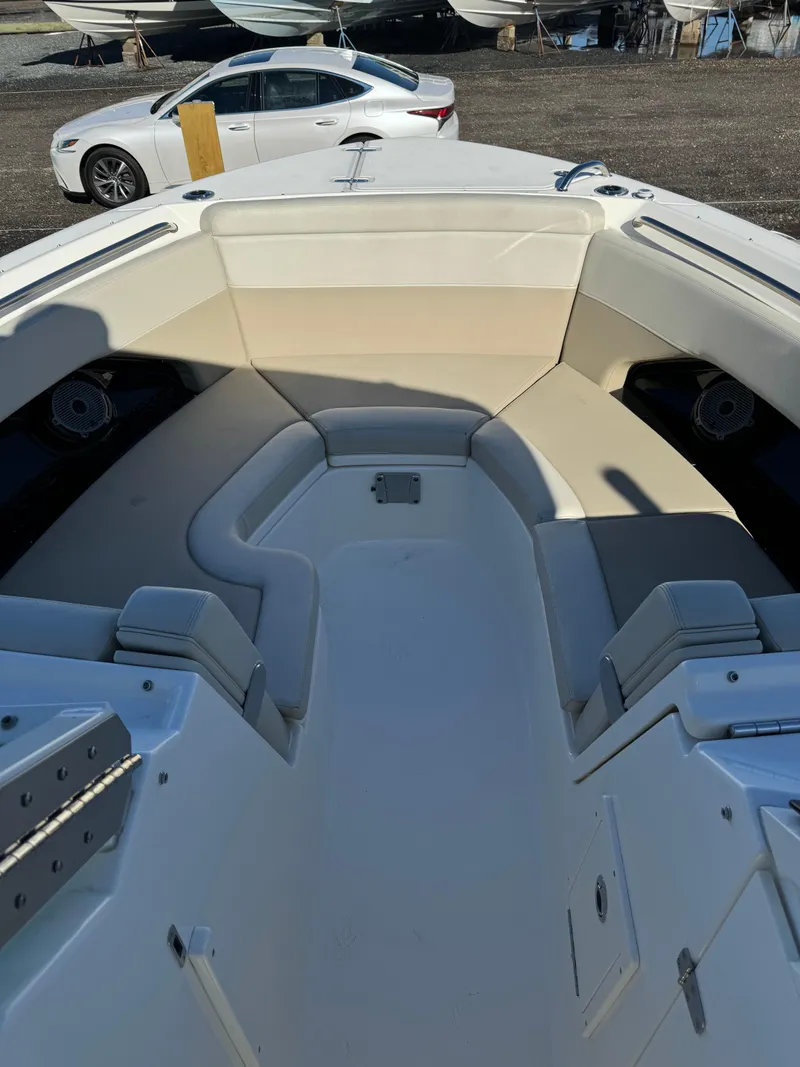 Slide: The Image of 2021 Boston Whaler 280 Vantage boat interior with spacious seating and modern design. - 3