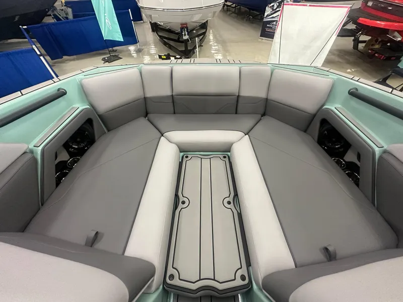Slide: The Image of Interior of 2025 Moomba Max boat with spacious seating and modern design. - 31