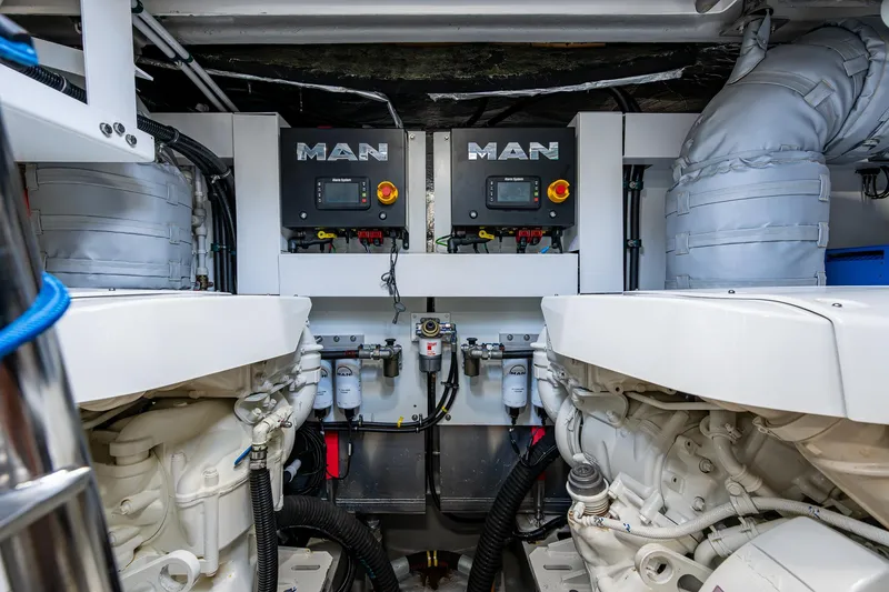 Slide: The Image of Engine room of 2022 Sunseeker Manhattan 68 yacht with MAN engines. - 38