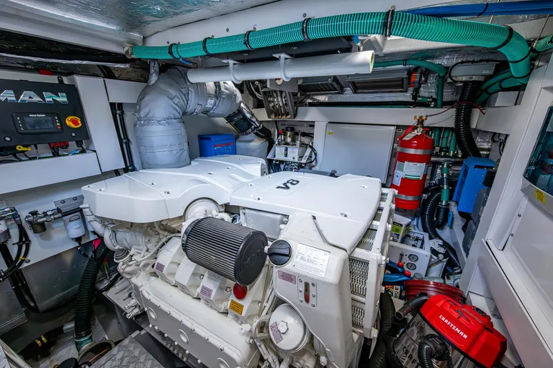 Slide: The Image of Engine room of 2022 Sunseeker Manhattan 68 yacht, featuring advanced machinery and equipment. - 39
