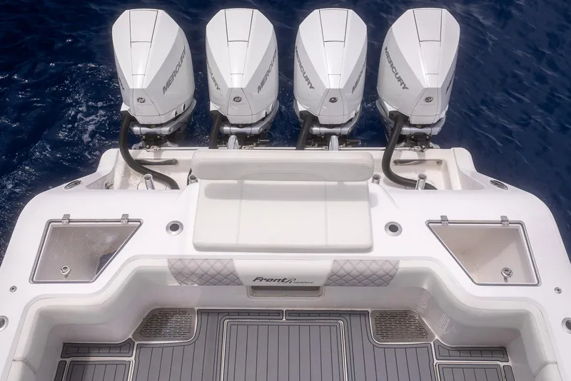 Slide: The Image of 2021 Front Runner 39 Center Console with four powerful outboard engines. - 19