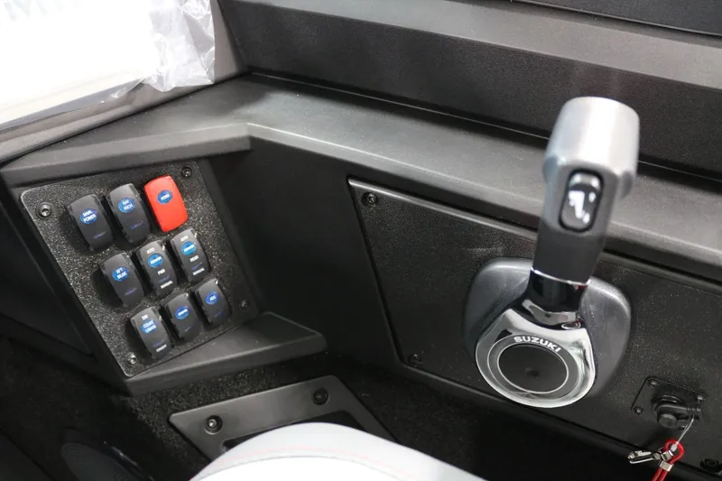 Slide: The Image of Control panel of 2025 Alumacraft Competitor 175X Sport boat with Suzuki throttle. - 16