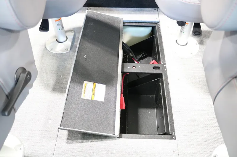 Slide: The Image of Open storage compartment in 2025 Alumacraft Competitor 175X Sport boat interior. - 19