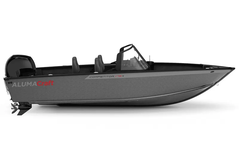 Slide: The Image of 2025 Alumacraft Competitor 175X Sport fishing boat, side view, sleek design. - 31