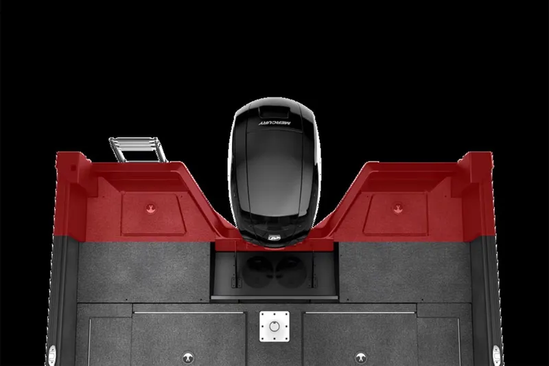 Slide: The Image of 2025 Alumacraft Competitor 175X Sport boat, top view, red and black design. - 39