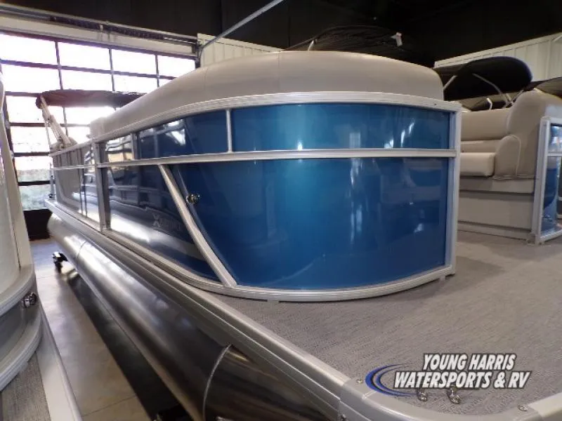 Slide: The Image of 2025 Godfrey EX2286SB pontoon boat with blue paneling at Young Harris Watersports & RV. - 10