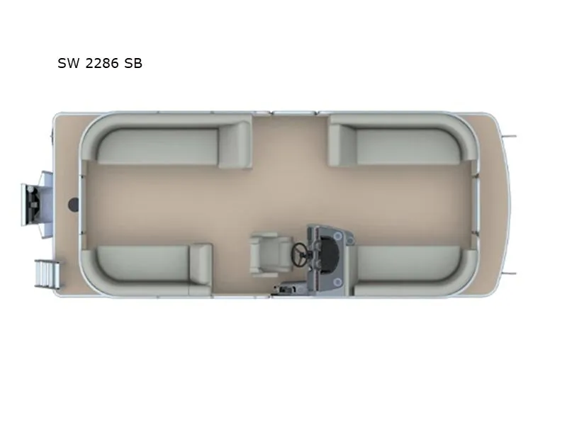 Slide: The Image of Top view of 2022 Godfrey Pontoons SW 2286 SB layout, featuring spacious seating. - 2