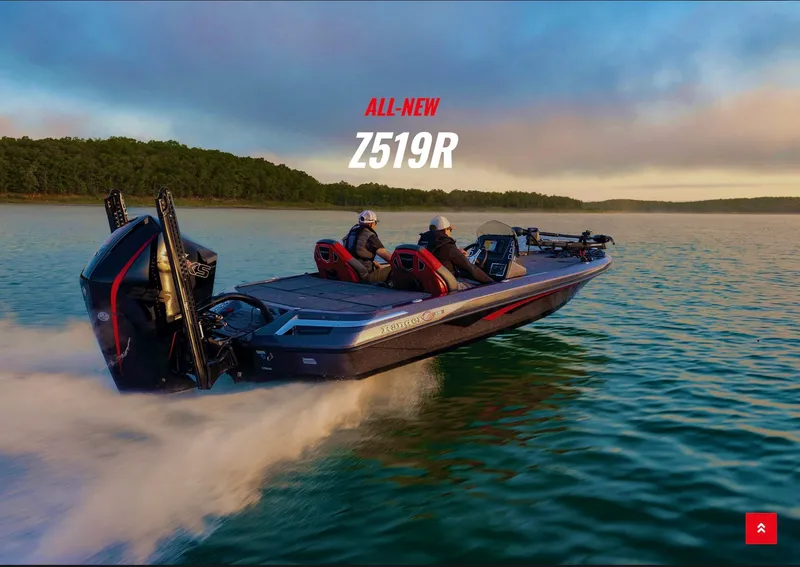 Slide: The Image of 2025 Ranger Z519R boat speeding on a lake at sunset. - 18