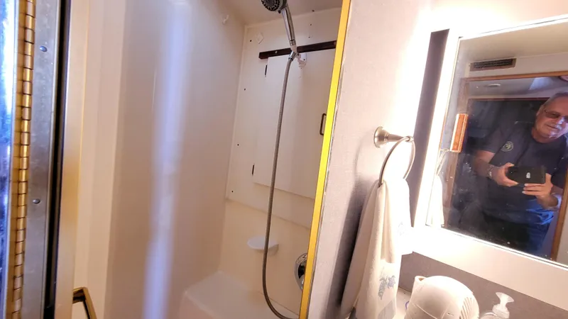 Slide: The Image of Shower area in 1988 Ocean Yachts 38 Super Sports boat bathroom. - 25