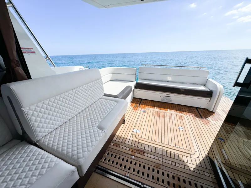 Slide: The Image of Spacious deck of 2016 Galeon 420 Fly yacht with ocean view. - 10