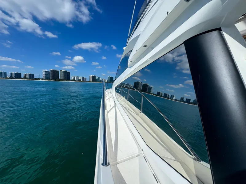 Slide: The Image of Galeon 420 Fly yacht cruising near city skyline, 2016 model. - 29