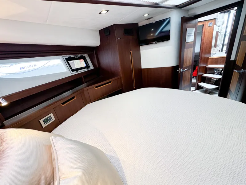 Slide: The Image of Luxurious cabin interior of 2016 Galeon 420 Fly yacht with modern amenities. - 35