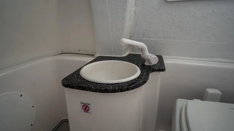 Slide: The Image of 2024 Sea Fox 268 Commander boat bathroom with sink and toilet. - 21