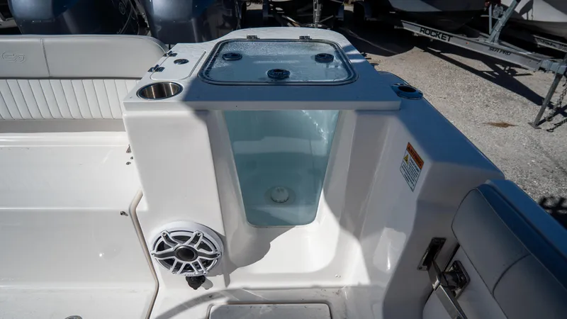 Slide: The Image of 2024 Sea Fox 268 Commander boat interior with livewell and speaker. - 37