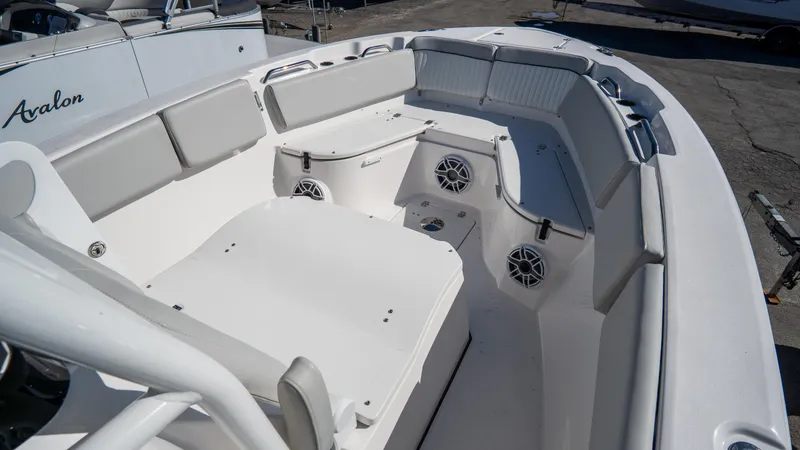 Slide: The Image of 2024 Sea Fox 268 Commander boat interior with spacious seating and modern design. - 5