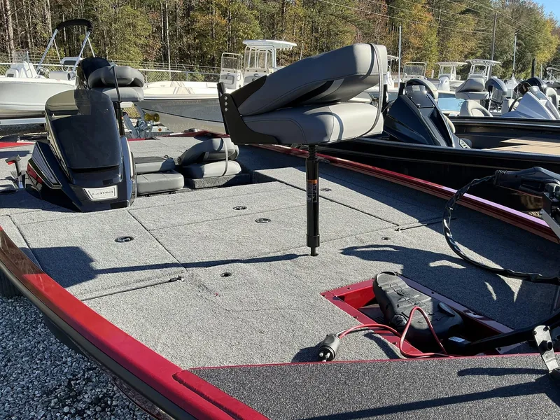 Slide: The Image of 2025 Lowe Stinger ST175 fishing boat with spacious deck and seating. - 3