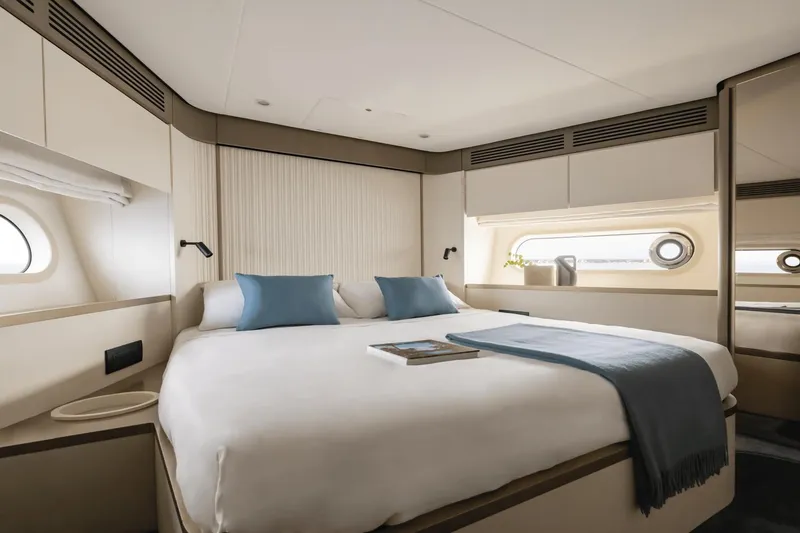 Slide: The Image of Luxurious bedroom interior of 2025 Azimut Magellano 60 yacht with modern design. - 47