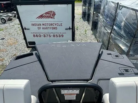 Slide: The Image of 2024 Manitou Explore Switchback 22 MAX boat at Indian Motorcycle of Hartford dealership. - 8