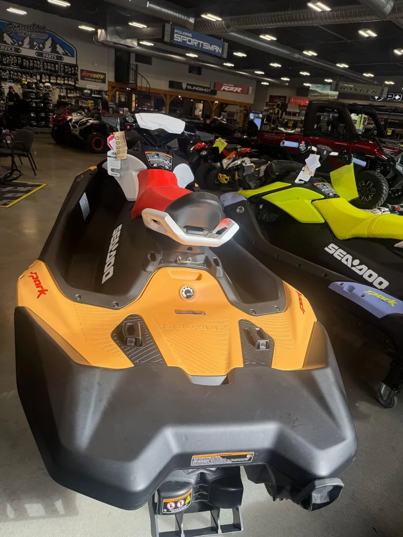Slide: The Image of 2024 Sea-Doo Spark 3up with iBR and sound system in showroom. - 4