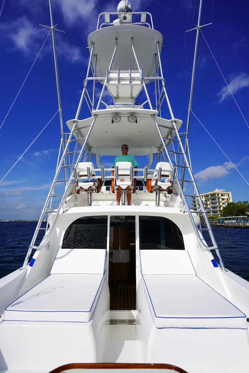 Slide: The Image of 2018 Bertram 35 Flybridge- IT-L-DO- Cockpit/ Helm - 17