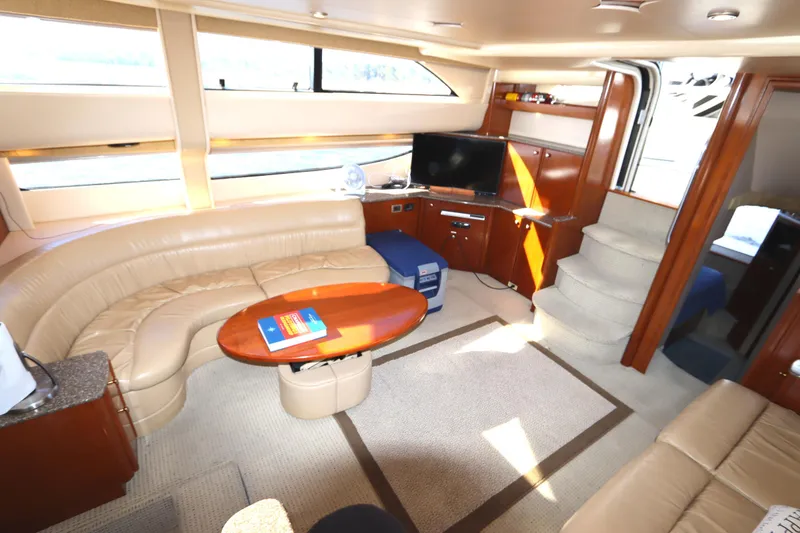 Slide: The Image of Luxurious interior of 2005 Meridian 459 Motoryacht with leather seating and entertainment area. - 38