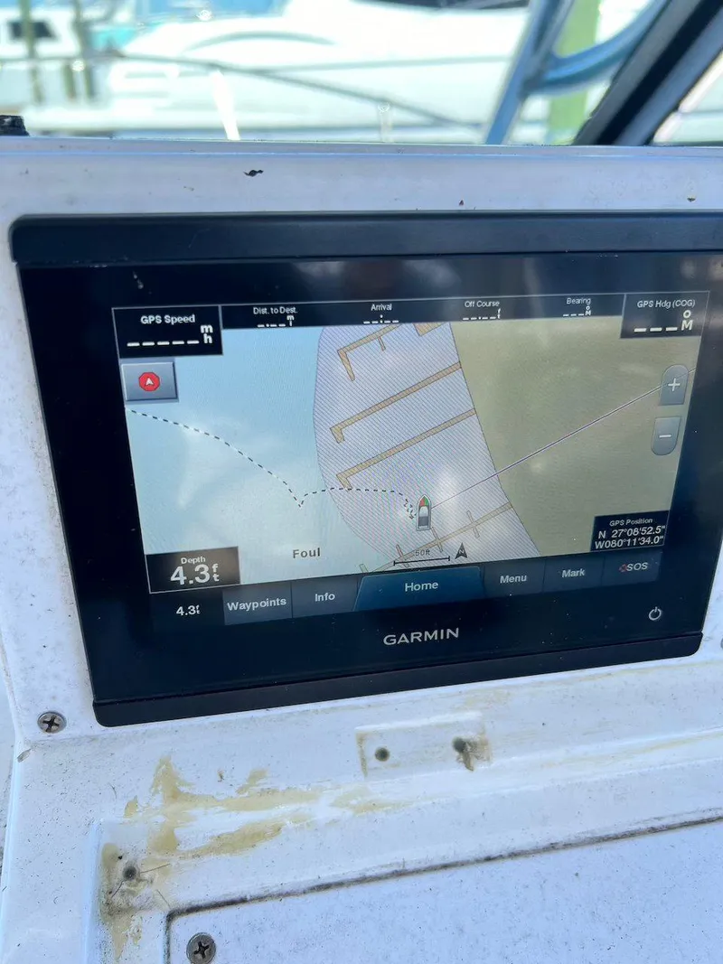 Slide: The Image of Garmin GPS display on 1988 Grady-White 25 SAILFISH boat dashboard. - 29