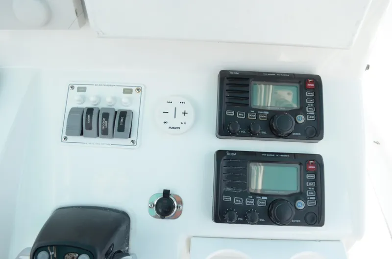 Slide: The Image of Control panel of 2008 Jersey Cape 31 Little Devil boat with navigation equipment. - 35