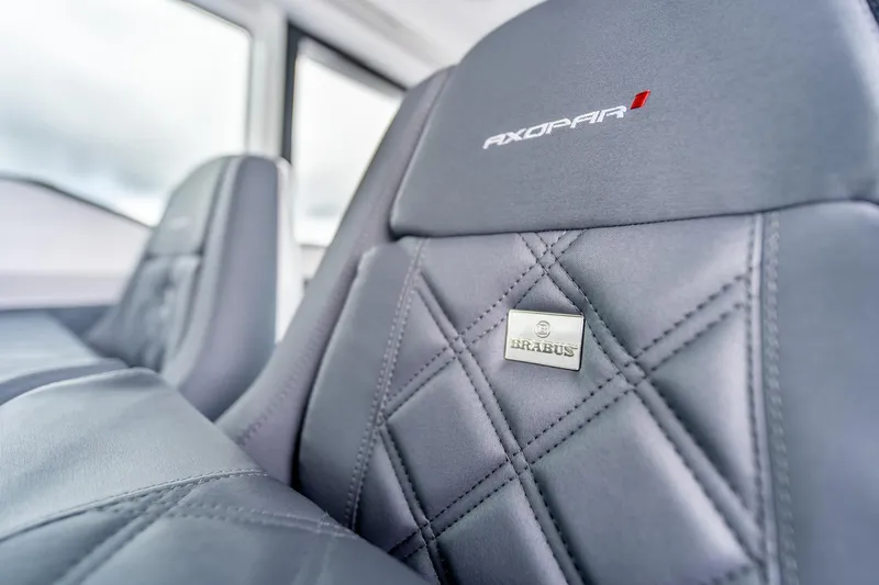 Slide: The Image of Luxurious leather seats in 2021 Axopar 37 XC boat interior. - 10