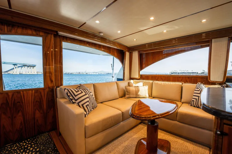 Slide: The Image of Luxurious interior of 2022 Viking 54 Convertible yacht with ocean view. - 14