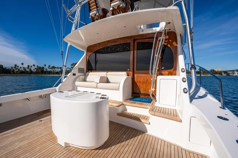 Slide: The Image of Control panel of 2022 Viking 54 Convertible yacht with advanced navigation display. - 47