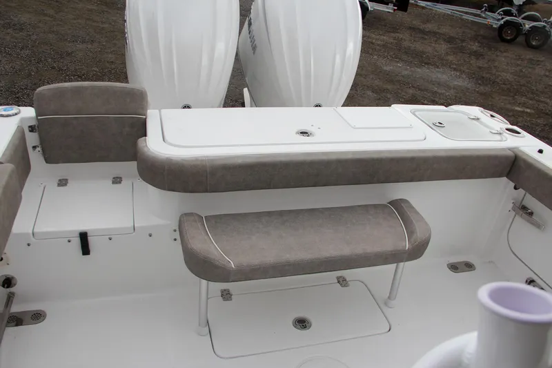 Slide: The Image of 2025 Sea Hunt Gamefish 27 with twin Yamaha outboard engines, rear view. - 11