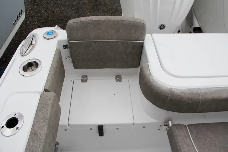 Slide: The Image of Interior view of 2025 Sea Hunt Gamefish 27 Forward Seating boat, featuring seating and storage. - 20
