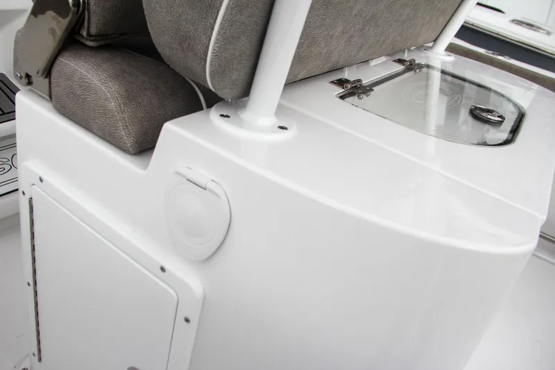 Slide: The Image of 2025 Sea Hunt Gamefish 27 storage compartments with open drawers and tackle boxes. - 31