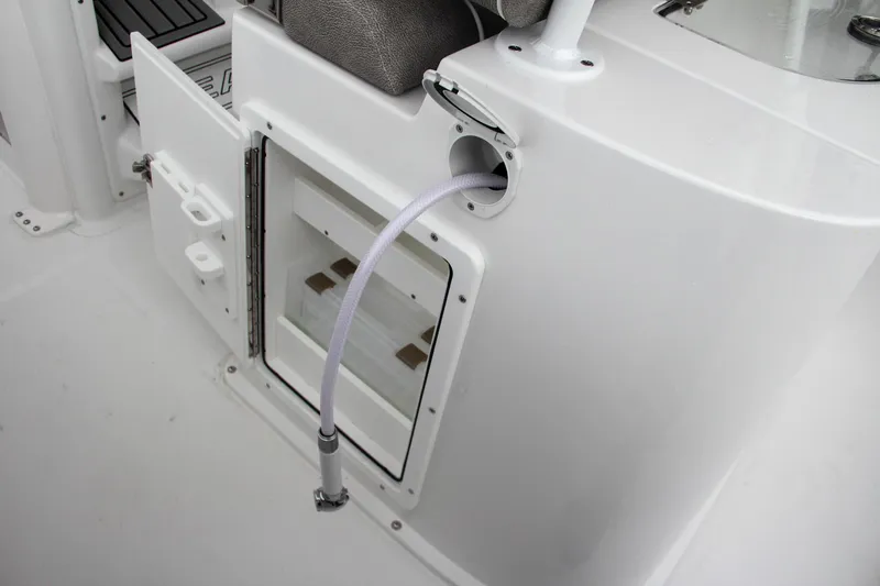 Slide: The Image of 2025 Sea Hunt Gamefish 27 boat seating and storage detail. - 32