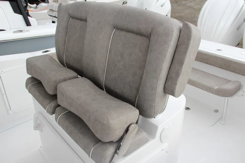 Slide: The Image of 2025 Sea Hunt Gamefish 27 Forward Seating with comfortable gray cushioned seats. - 34