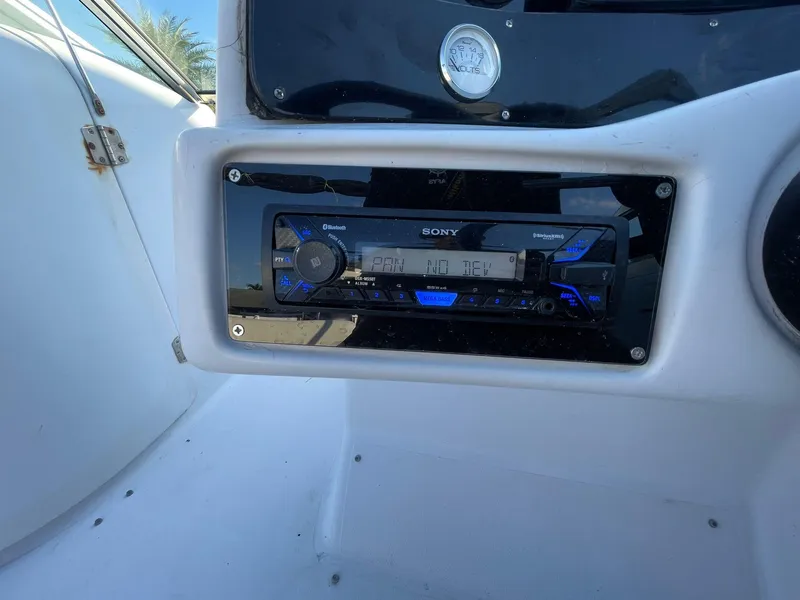 Slide: The Image of Sony stereo system on 2001 Hurricane 232 OB boat dashboard. - 20