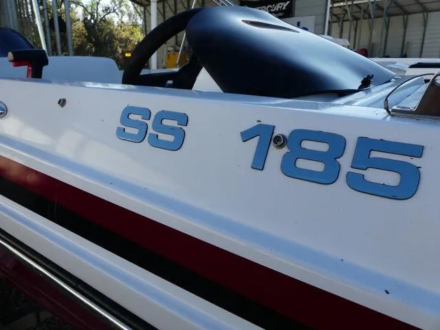 Slide: The Image of 2022 Hurricane SunDeck Sport 185 OB boat, close-up of model name and number. - 6
