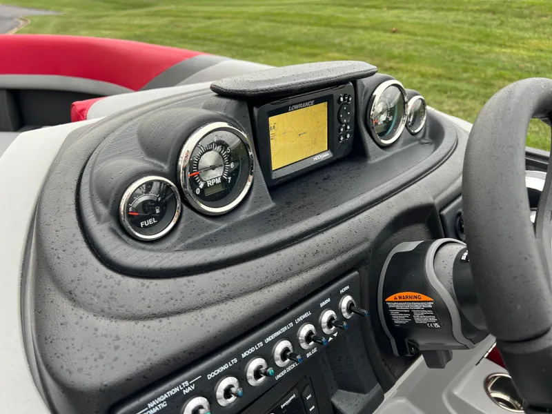 Slide: The Image of 2025 South Bay S222 RS Tri 3.0 dashboard with gauges and navigation system. - 17