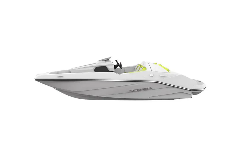Slide: The Image of 2017 Scarab 165 G speedboat, sleek white design with modern features. - 11