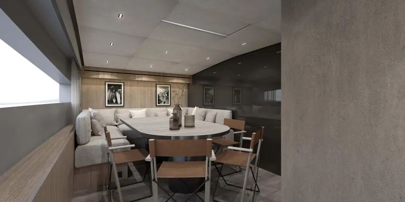 Slide: The Image of Luxurious interior of 2026 Sanlorenzo 86A yacht with elegant dining area. - 13